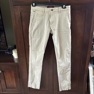 Zara Cream Chinos Cotton Blend Straight Leg